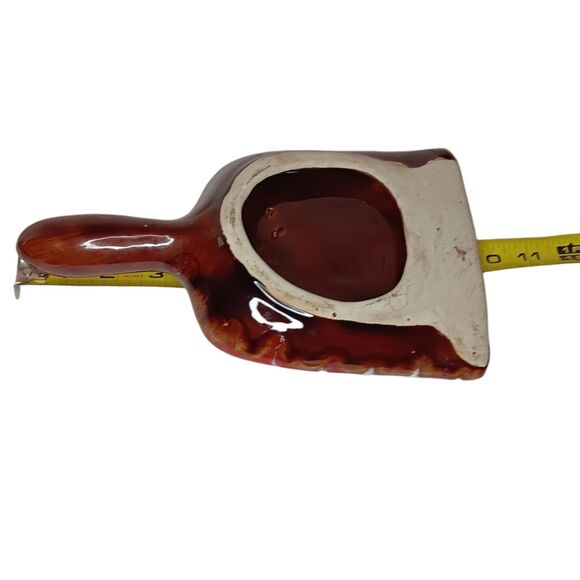 Vintage Ceramic Dust Pan Ashtray Catchall Lava Look Red Brown White MCM 10x6x2 - Picture 11 of 12